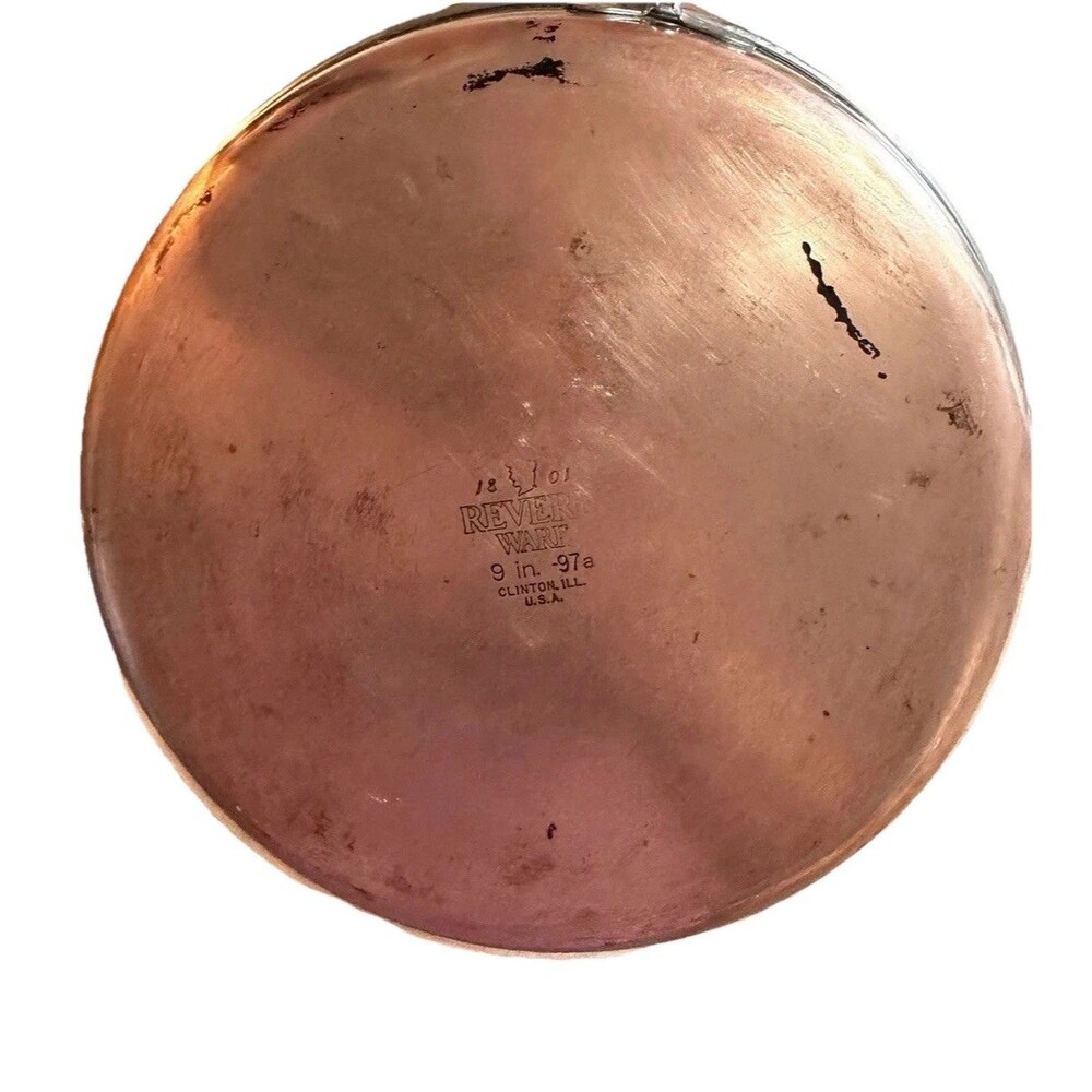Revere Ware 1801 9” Skillet Copper Clad Frying Pan Clinton, IL 1997 Vintage - Picture 5 of 12